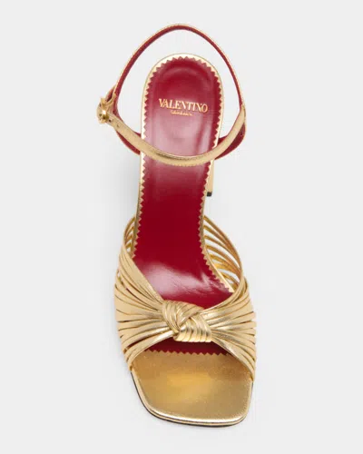 Valentino Garavani 90mm Vlogo Anne Metallic Leather Block-heel Sandals In Yellow