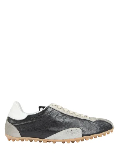Maison Margiela Sneakers Sprinters In Suede And Leather With Vintage Finish In Black