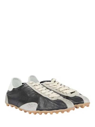 Maison Margiela Sneakers Sprinters In Suede And Leather With Vintage Finish In Black
