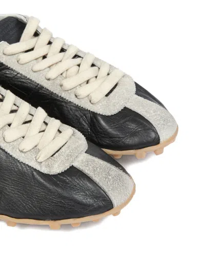 Maison Margiela Sneakers Sprinters In Suede And Leather With Vintage Finish In Black