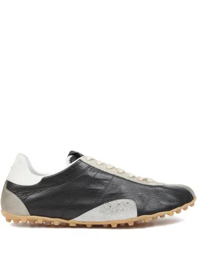 Maison Margiela Sneakers Sprinters In Suede And Leather With Vintage Finish In Black