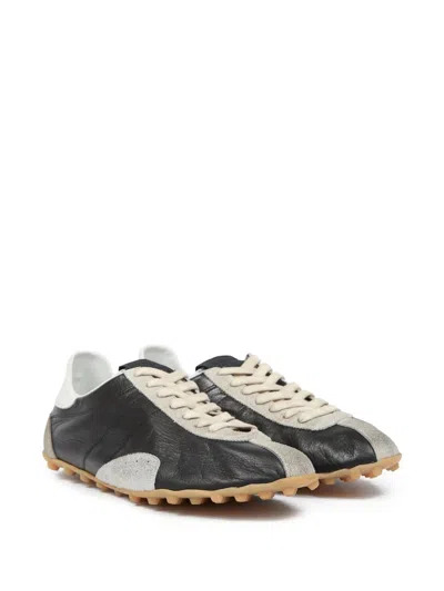 Maison Margiela Sneakers Sprinters In Suede And Leather With Vintage Finish In Black