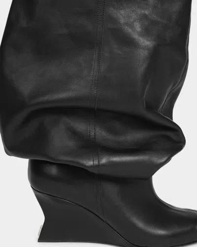 Balmain Leather Wedge Ankle Boots 60 In Black