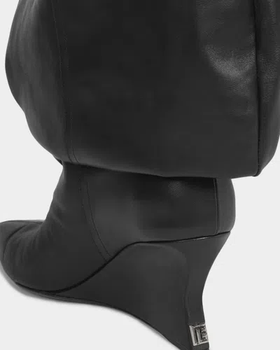 Balmain Leather Wedge Ankle Boots 60 In Black