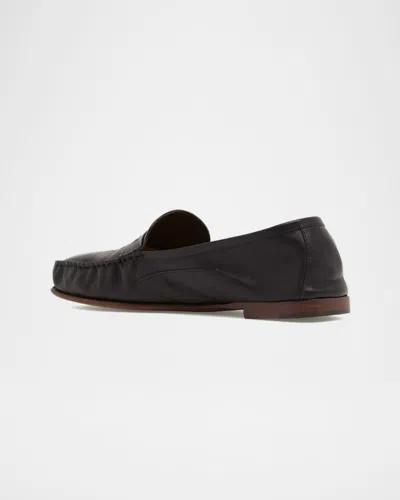 Versace Black Guanto Loafers In Calf Leather In Black