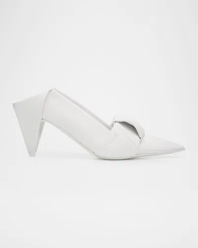 Loewe Leather Origami Mules Pointed Toe Sculptural Heel In Multi