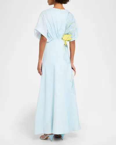 Acler Glamorgan Floral V-neck Maxi Dress In Blue