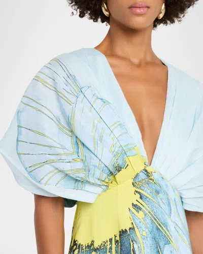 Acler Glamorgan Floral V-neck Maxi Dress In Blue