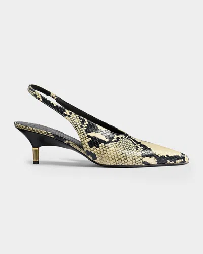 Khaite Bella 55 Python Print Leather Slingback Pumps In Gray