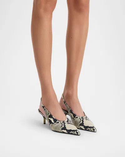 Khaite Bella 55 Python Print Leather Slingback Pumps In Gray