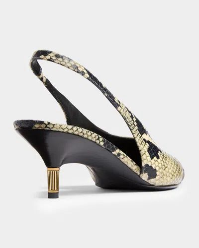 Khaite Bella 55 Python Print Leather Slingback Pumps In Gray
