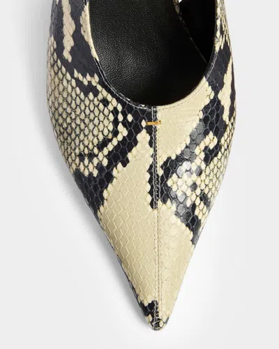 Khaite Bella 55 Python Print Leather Slingback Pumps In Gray