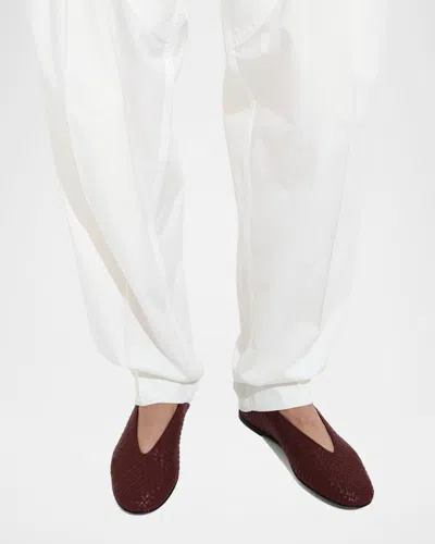 Bottega Veneta Women Rosa Flat Leather Ballerinas With Intrecciato Motif In Brown