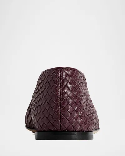 Bottega Veneta Women Rosa Flat Leather Ballerinas With Intrecciato Motif In Brown