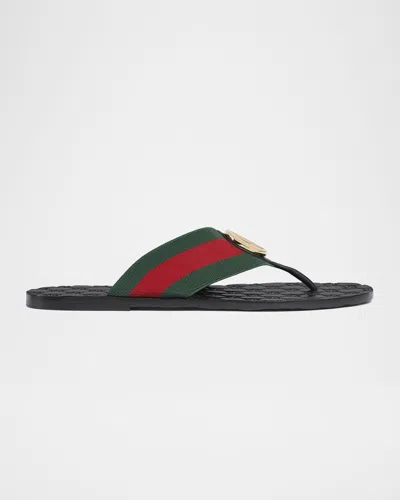Gucci Web Stripe-embellished Flip Flops In Multi