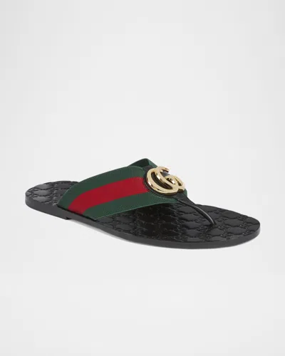 Gucci Web Stripe-embellished Flip Flops In Multi