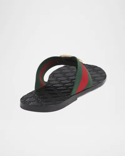 Gucci Web Stripe-embellished Flip Flops In Multi