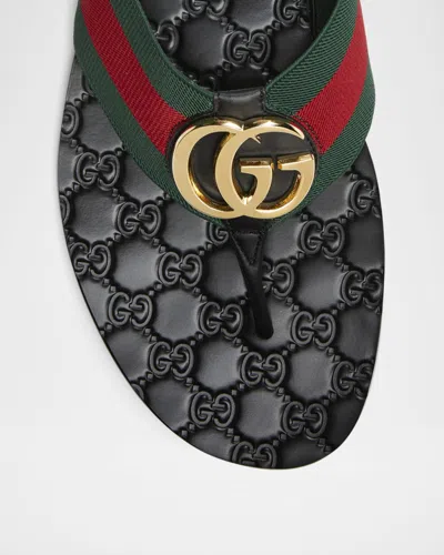 Gucci Web Stripe-embellished Flip Flops In Multi