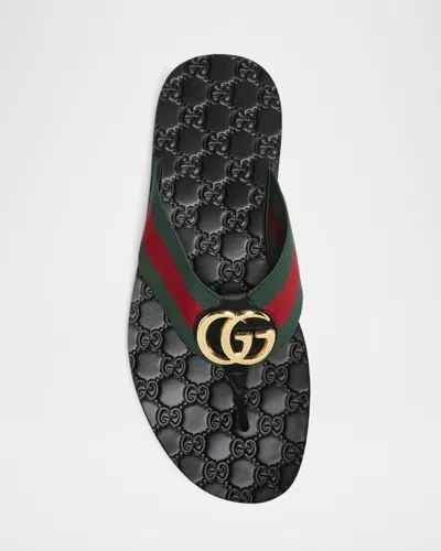 Gucci Web Stripe-embellished Flip Flops In Multi