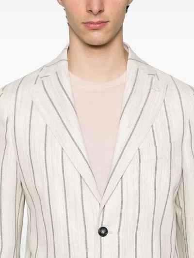 Manuel Ritz Lightweight Front Button Jacket With Patch Pockets For Men In White