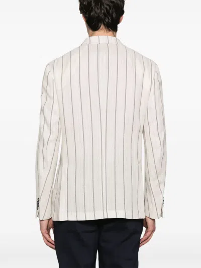 Manuel Ritz Lightweight Front Button Jacket With Patch Pockets For Men In White