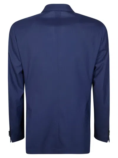 Manuel Ritz Deep Navy Double Breasted Wool Suit In Blue