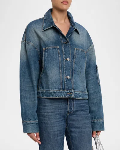Amiri Oversized Denim Work Jacket In Blue