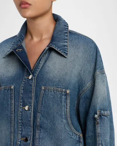 Amiri Oversized Denim Work Jacket In Blue