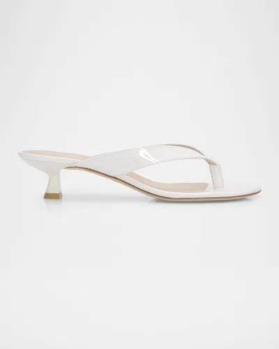 Stuart Weitzman 35mm Rio Sleek Patent Leather Thong Sandals In White