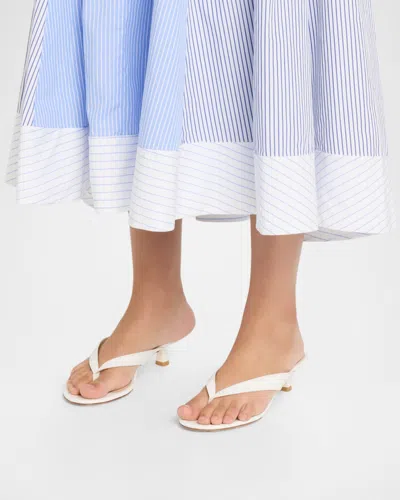 Stuart Weitzman 35mm Rio Sleek Patent Leather Thong Sandals In White