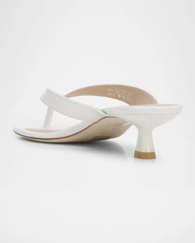 Stuart Weitzman 35mm Rio Sleek Patent Leather Thong Sandals In White