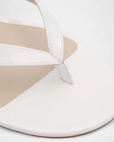 Stuart Weitzman 35mm Rio Sleek Patent Leather Thong Sandals In White