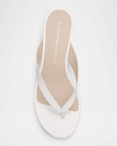 Stuart Weitzman 35mm Rio Sleek Patent Leather Thong Sandals In White