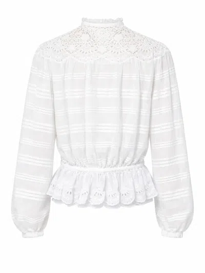 Isabel Marant Étoile Blusa Bianca In Cotone Con Colletto Ricamato Marant Etoile In White