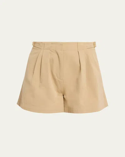 Ulla Johnson Kira Pleated Cotton Mini Shorts In Neutral