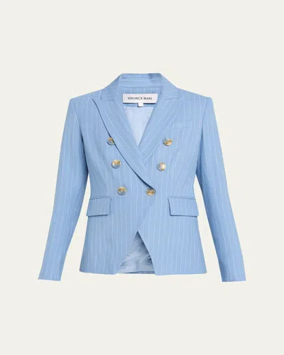 Veronica Beard Miller Dickey Pinstriped Crepe Blazer In Blue
