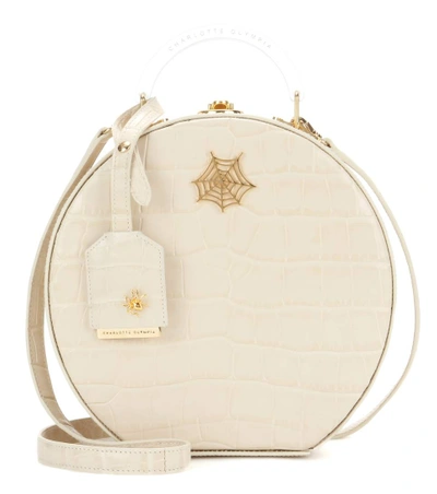 Atkinson Embossed Leather Shoulder Bag In Off White