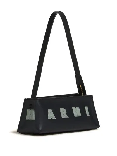 Marni Borsa A Spalla Museo Baguette In Pelle Nera In Black