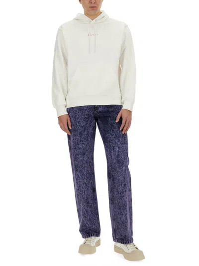 Marni Regular Fit Cotton Knit Sweatshirt In White