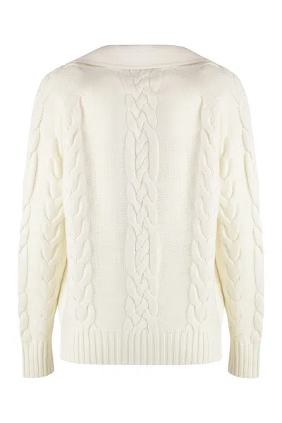 Max Mara Double-breasted Wool Jacket In White