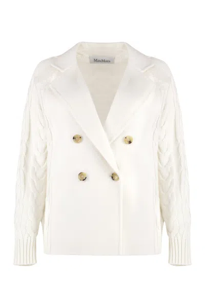 Max Mara Double-breasted Wool Jacket In White