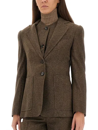Max Mara Fitted Cut Mini Jacket 40 In Brown