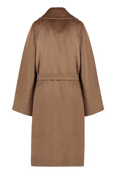 Max Mara Oversize Belted Jacket In Brown