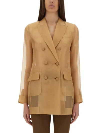 Max Mara Silk Jacket In Neutral