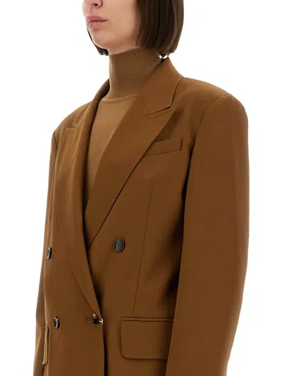 Max Mara Wool Blend Double-breasted Jacket In Brown