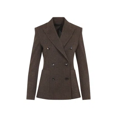 Max Mara Zulma Check Pattern Jacket In Brown