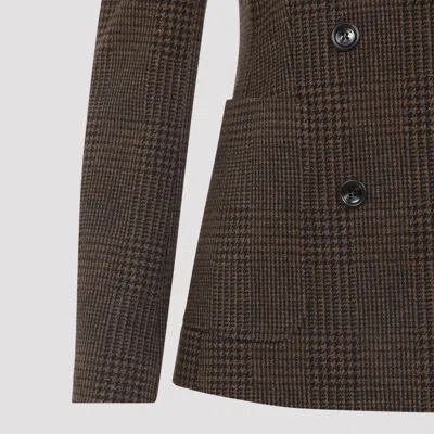Max Mara Zulma Check Pattern Jacket In Brown