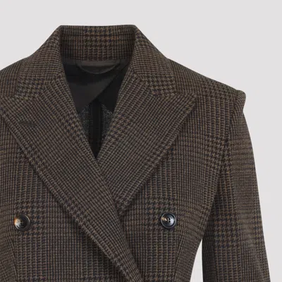 Max Mara Zulma Check Pattern Jacket In Brown