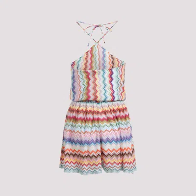 Missoni Short Jumpsuit In Lame Viscose With Pixel-effect Zigzag Pattern In Multi