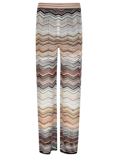 Missoni Sequin-embellished Striped Metallic Crochet-knit Wide-leg Pants In Multi